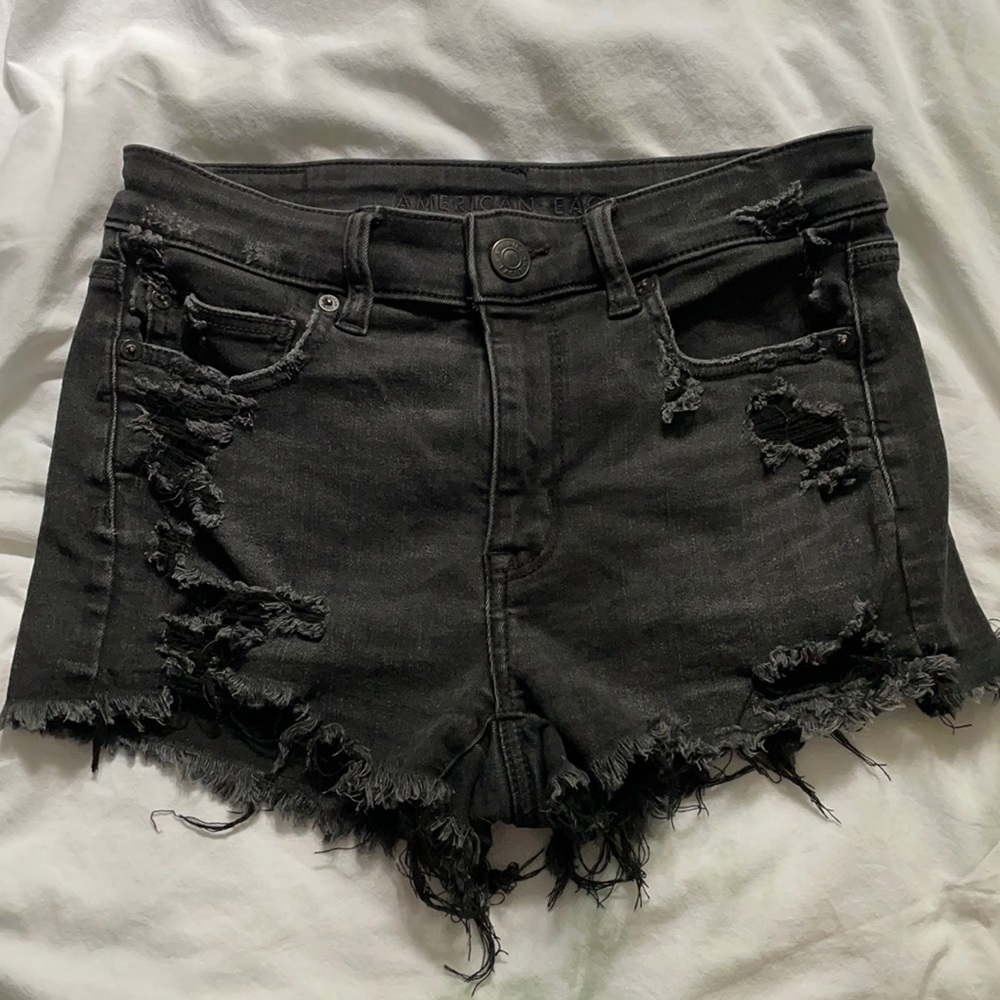 AE Next Level stretch high waisted black shorts